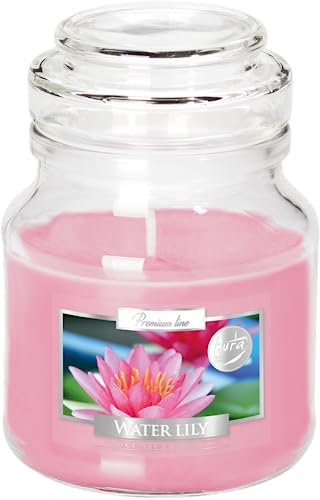 Duftkerze im Glas mit Deckel, Wasser Lilie, Gewicht 120 g, Brenndauer 28 h