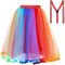 tanzdunsje Tüllrock Damen mit Riemen, Elastischer Bund Tüllrock schwarzer Regenbogen Tüllrock Petticoat 50er-Tutu Unterrock Tütü Ballet Tanzkleid für Damen Teenager Party Halloween-Kostüme