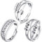 3 STK Angst Fidget Ringe, Silber Offen Verstellbar Spinner Ringe, Verstellbare Anti Stress Ringe, Verstellbare Spinnerringe, Zirkonia Ringe für Damen (A)