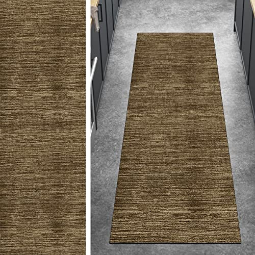Ymural Kücheläufer Teppich Läufer Lang Flur Modern 50x120CM Braun Kücheläufer rutschfest Teppichmatten Teppichläufer Waschbar Kurzflor Polyester Korridor Schlafzimmer, Anpassbar Breite 40-120cm