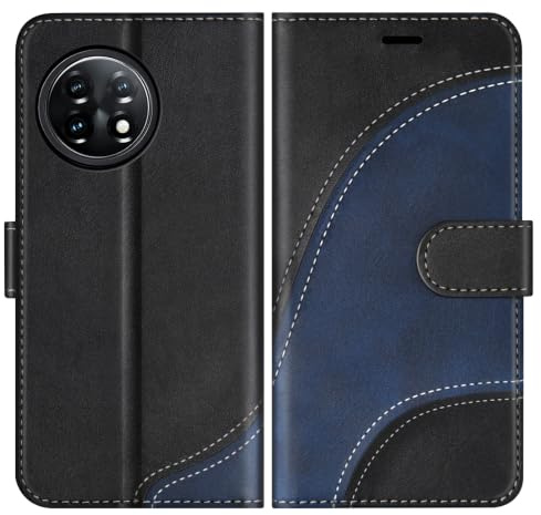 BoxTii Hülle für OnePlus 11 5G, PU Leder Handyhülle für OnePlus 11 5G, Ledertasche Klapphülle Schutzhülle mit Kartenfächer und Magnetverschluss, Schwarz