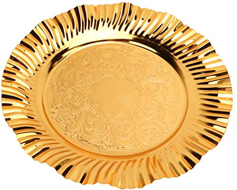 Tomotato 20,3cm Vassoio da Portata in Acciaio Inossidabile, Dorato Piatti per Caramelle a Forma di Ventaglio Snack Ondulati Condimento Piatti per Frutta Piatti da Portata Piatto per Caramelle per Bar
