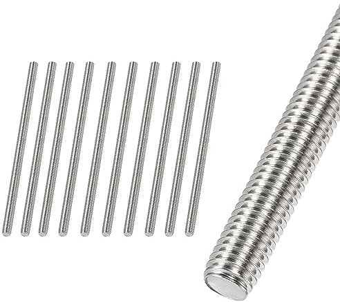 HiPicco M4 x 100mm Fully Threaded Rod & Studs, 304 Stainless Steel Right Hand Threads Rods, M4-0.7 Thread Pitch for Anchor Bolts, Clamps, Hangers and U-Bolts 10pcs