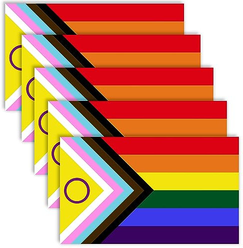 Intersex-Inclusive Pride Flaggen-Aufkleber, LGBT-Regenbogen-Aufkleber für Auto, Stoßstange, Fenster, Laptop, 5 Stück