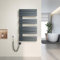 Heilmetz seche Serviette Electrique 500 x 899 mm,avec élément Chauffant thermostatique et Fonction minuterie, radiateur sèche Serviette Plat, raccordement latéral (Anthracite)
