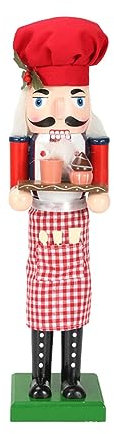Dickly Adorno de Cascanueces Artesanías de Cascanueces Regalo Navideño Muñeca Favores de Fiesta Juguetes Tradicionales para Niños Decoración Navideña Estatua, Cocinero, Individual
