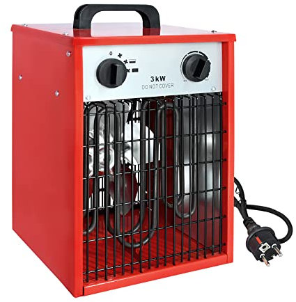 UISEBRT Radiateur électrique soufflant professionnel 3 kW avec 3 niveaux de chauffage, thermostat intégré, protection contre les surcharges, chauffage de chantier, 3000 W