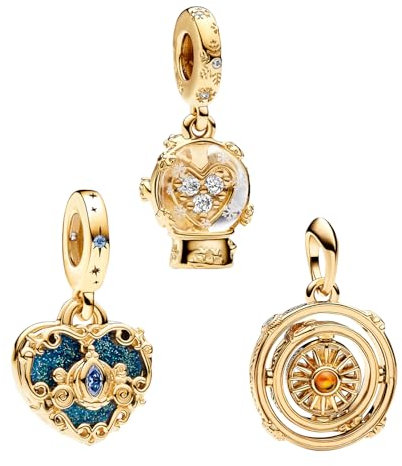 H.ZHENYUE Anhänger Charms 925 Sterling Silber Heart Snowflake Globe Astrolabe with Zirconia für Europäische Armbänder und Halskette,Schmuck Geschenk Weihnachten,Valentinstag,Muttertag Pack von 3 Damen