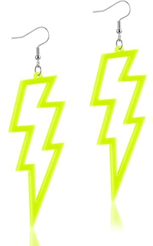 Telooco Neon Ohrringe Damen Vintage 80er Party Creolen - Acryl Hohle Schmuck für Frauen Mädchen - Halloween Weihnachten 90er Jahre Kostümparty Outfits (Gelb)