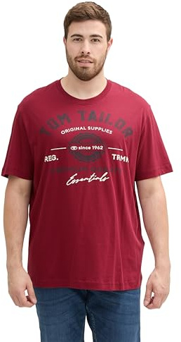 TOM TAILOR Herren Plussize T-Shirt mit Logo-Print aus Baumwolle