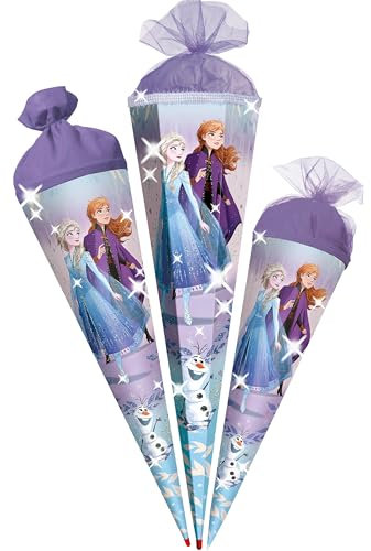 alles-meine.de GmbH Schultüte - mit 3D Glitzer - Effekt ! - Frozen - die Eiskönigin - ELSA & Anna - 35-100 cm - Größe wählbar - Holzspitze wählbar - Zuckertüte - Tüll - oder Fi..