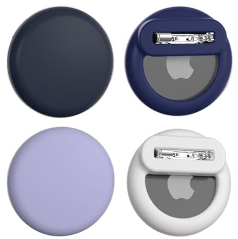 Alsukeay 4 Stück AirTag-Halter für Kinder, versteckte Silikon-Schutzhülle mit Sicherheitsnadeln für Kinder, ältere Menschen, Haustiere, Rucksack, Gepäck (4 Farben) (Schwarz/Blau/Weiß/Violett)