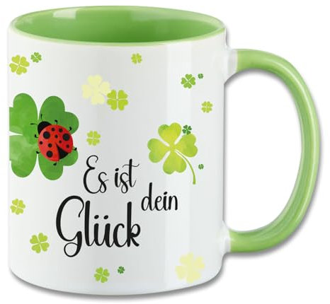 Tasse mit Spruch ″Es ist dein Glück″ Motivtasse T77 Keramik Geschenk Glück Kleeblatt 330 ml