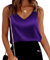 shownicer Donna Canotta in Raso Senza Maniche Canotta Estiva Eleganti Canotta Camisole Scollo a V Tank Shirt Basic Cami Tank Top A Viola M