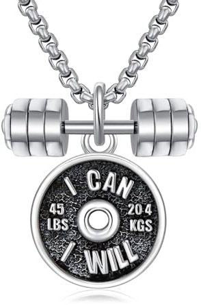 ROMANTICWORK Hantel Kette 925 Sterling Silber Hantelscheiben Langhantel Anhänger Halskette Fitness Gym Sport Schmuck Geschenke für Herren Damen