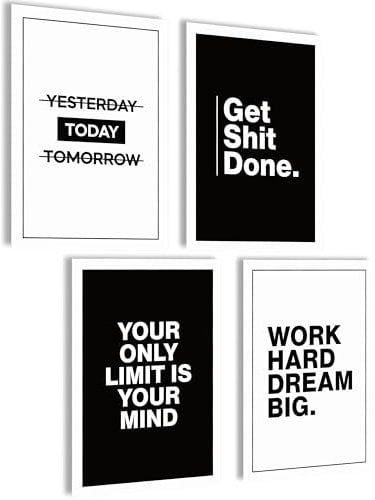 mojoliving Motivation Poster Motivationsbilder Bilder Büro Bilder Poster Aesthetic Fitness Growth Mindset Gym Deko Büro Dekoration Badezimmer Küche Bilder schwarz weiß