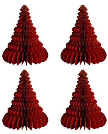 Joaecosmhui Albero di Natale a Nido d'Ape Pieghevole con Bordo Glitter Dorato, Decorazione Natalizia in Carta, Addobbo Fai-da-Te per Casa e Feste - Decorazioni Natalizie (Ø8cm/H10cm, Set da 4 - D)