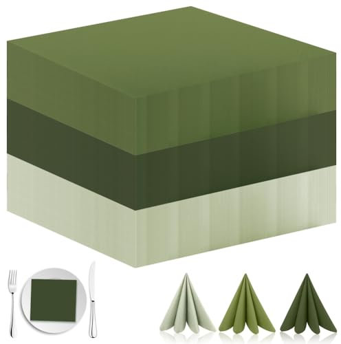 60 Stück Servietten Grün 33x33cm Servietten Salbeigrün Salbeigrüne Papierservietten Servietten Hochzeit, Salbei Servietten Grün Papierservietten Cocktailservietten für Hochzeit Abendessen(3 Farben)