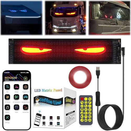 PEAKSEE Abat-Jour LED Flexible pour Voiture, Lampe de Protection des Yeux pour fenêtre de Voiture, écran Souple, Abat-Jour LED Mobile 3D pour Voiture, Lampe œil du Diable