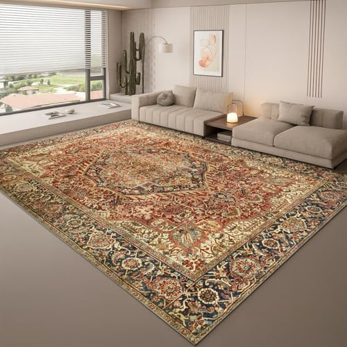 BedLooms Machine Washable Rugs Living Room Large 200x290 cm - Non Slip Traditional Vintage Cashmere Design Boho Rug Floor Carpet Oriental Floral Area Rugs for Bedroom Dining Room (Majestic)