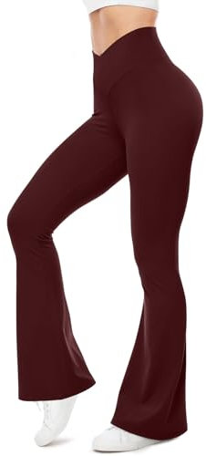 Pantaloni a Zampa D'elefante Elastici per Esercizi di Yoga a Vita Incrociata da Donna in Tinta Unita Pilates Danza Palestra Leggings Eleganti Sportivi Fitness Casual Allenamento Pantaloni Donna Curvy
