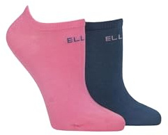 ELLE Ladies No Show Socks -Plain Patterned and Striped Soft Breathable Bamboo Material in a Multipack of 2 Size 4-8 (UK, Numeric, 4, 8, Regular, Regular, Seafarer Plain)