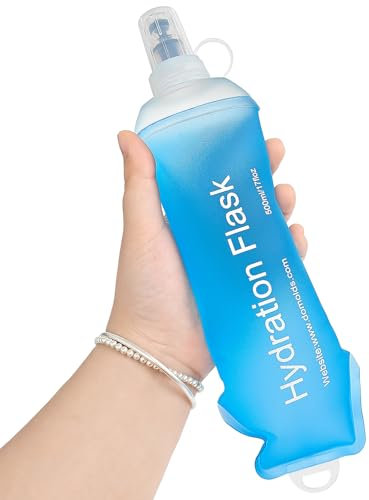 GYGYL 500ml Soft Flask, TPU Collapsible Soft Water Bottle for Hydration Pack, Running Vest, Leak-Proof Folding Water Bottle for Hiking Cycling Climbing Jogging-Blue