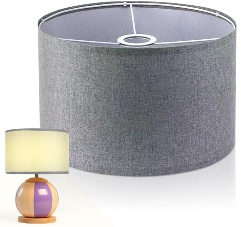 Stoff Lampenschirm 30x30x20cm - Lampenschirme für Hängelampe Wandlampe Nachttischlampe und Stehlampe - Naturleinen Handgefertigt - Hängelampe aus Leinenstoff (Grau)