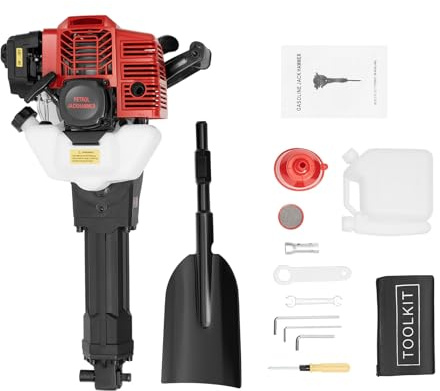 52CC 2Takt Gartenbaumgräber, Benzinbagger, Tragbarer 1900W- Schaufel Steinbohrmaschine,Abbruchhammer Benzin Garten Baum Bagger, für Garten Farm und Zuhause