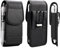 Nylon Cell Phone Holster with Belt Clip for iPhone 16 15 14 13 12 11 Pro Max 16 15 Plus, Samsung Galaxy S25 S24 S23 Ultra, PU Leather ID Card Holder Pen Holder Universal Pouch for Men Women, Black -L