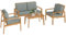 Outsunny 4 Pieces Garden Furniture Set with Cushions, Wooden Garden Sofa Set with 1 Loveseat, 2 Armchairs and 1 Coffee Table, Outdoor Table and Chairs for Conservatory, Balcony, Patio, Teak