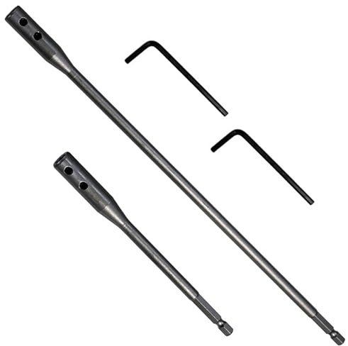 1/4 Extension Drill Bit Set 4Pcs Unbreakable Wood Spade Drill Bit Extension Extra-Long Drill Extension with 2 Pcs Key Spade Bit Extension Set for Wood Turners Furniture Carpentry and Construction