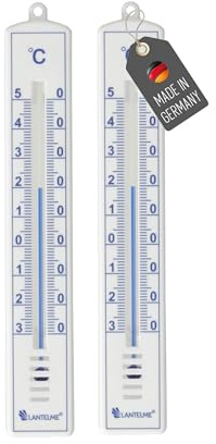 Lantelme Lot de 2 thermomètres de jardin blancs - Affichage de la température de -30 °C à 50 °C - En plastique - 18 cm - Résistant aux intempéries - Pour l'intérieur et le jardin - Thermomètre