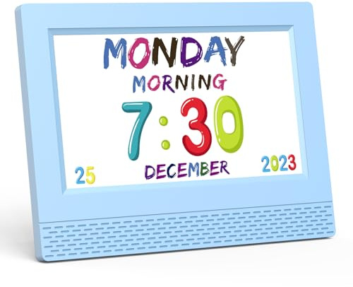 Kids Digital Alarm Clock with Voice Scene Reminders, 7 Eye-Caring Display