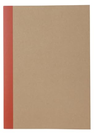 MUJI 無印良品 - Taccuino minimalista A5, copertina rossa con rilegatura a filo, 30 fogli di carta riciclata a tinta unita, prodotto in Giappone (3, beige)