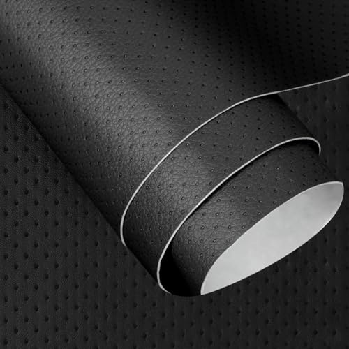kunstleder selbstklebend reparaturset 160x40cm- Atmungsaktive Lochung lederflicken folie selbstklebend für Sofa, Autositz, Couch & Möbel