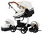 Passeggino 3 in 1 con navicella e seggiolino auto,passeggino reversibile con seduta alta,pieghevole per neonati e bambini piccoli(bianco)
