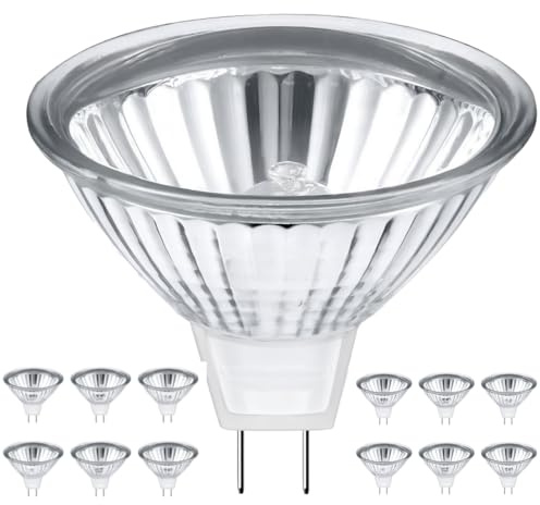 RAGFOZ MR16 Halogen Leuchtmittel 12V 20W, dimmbar, 2700K Warmweiß, Halogen Reflektor, MR16 Lampe für Einbauleuchten, Spotbeleuchtung, Kerzenwärmerlampe, 280Lm, 12er Pack