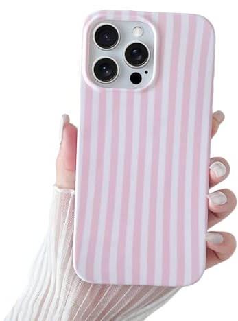 SmoBea for iPhone 16 Pro Case Cute Striped Phone Case Soft TPU Slim Shockproof Phone Cover for Women Girls Beautiful and Stylish, Pink