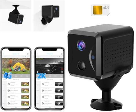 Bextgoo 2K Camara Vigilancia SIM, 4G LTE Camara sin WiFi, Bateria 5200mAh | Mini Videovigilancia sin Internet con Tarjeta SIM, Visión 160°, Detección AI, Vision Nocturna, para Coches, Camping, Viajes