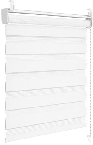 WOLTU Doppelrollo Klemmfix ohne Bohren 90x210 cm, Weiß | Vormontiertes Duo Innen Rollos für Fenster und Tür, Sonnenschutz Klemmrollo Verdunkelnd Sichtschutz, Stoffbreite 86 cm