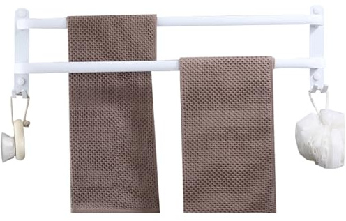 Porte-Serviettes Mural, Porte-Serviettes Double Blanc de 24 Pouces, Bonne capacité de Charge, adapté aux salles de Bains(60cm(23.6inch))