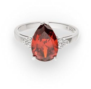Kolibri Rings® Ring 925 Silber – handgefasster Granat & Zirkonia – inkl. Etui