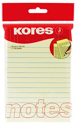 Kores N46510 Haftnotizen Notes liniert, 150 x 100 mm, 100 Blatt, gelb