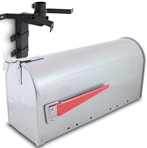 US Mailbox Amerikanischer Briefkasten Standbriefkasten Wandbriefkasten Letterbox Silber Inclusive Wandhalter
