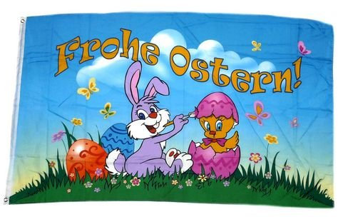 Fahne/Flagge Frohe Ostern Küken Ei 90 x 150 cm