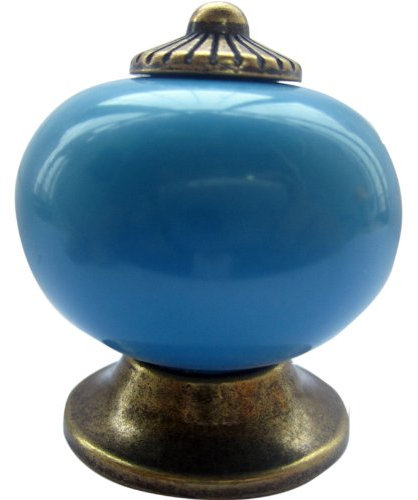tangpan 30 mm Dargon Ball Keramik Griff Pull Knöpfe Schrank Tür Schrank Schublade Locker Vintage Retro Gold blau