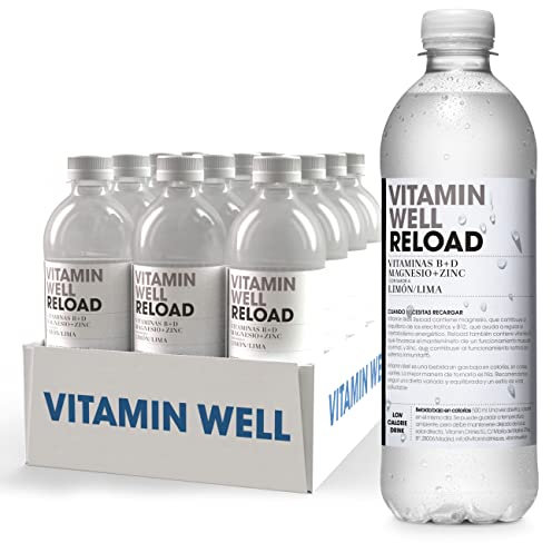 Vitamin Well - Enriquecido con Vitaminas D y B, Magnesio, Zinc, Alternativa Saludable, Sabor Limón-Lima/Reload (12 x 500ml)
