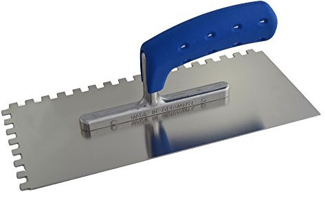 TREBI Profi Edelstahl-Glättekelle gezahnt rostfrei Softgriff blau 8 x 8 x 8 mm