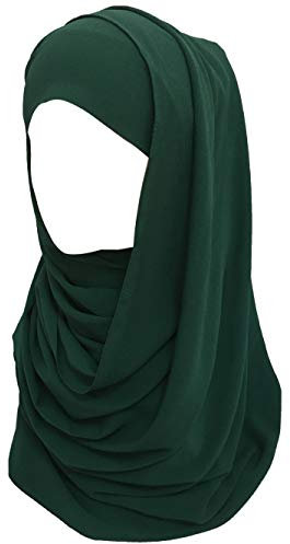 Lina & Lily Bubble Crepe Chiffon Damen Muslim Hijab Kopftuch Schal Turban, Stoff Leicht Undurchsichtig (Dschungelgrün)